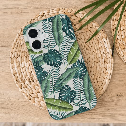 Coque iPhone 16 Palm Botanique Tropical Feuille Motif