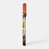Coque iPhone 16 Palmiers au coucher du soleil Rétro (Côté droit)