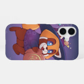 Coque iPhone 16 Panda de l'espace Halloween (Verso Horizontal)