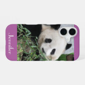 Coque iPhone 16 Panda géant mignon, violet orchidée, nom, (Verso Horizontal)