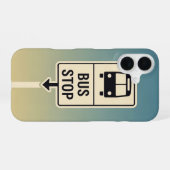 Coque iPhone 16 Panneau d'arrêt de bus rétro (Verso Horizontal)