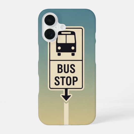 Coque iPhone 16 Panneau d'arrêt de bus rétro (Verso)