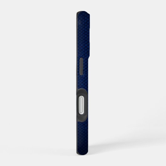 Coque iPhone 16 Panthère géométrique Chrome argent Python bleu iPh (Côté droit)
