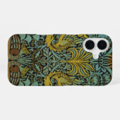 Coque iPhone 16 Papier peint Dragon Paon de William Morris (Verso Horizontal)