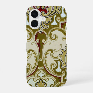 Coque iPhone 16 Papier peint royal à motif de défilement doré déco
