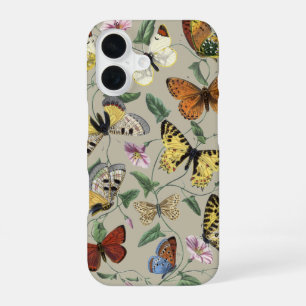 Coque iPhone 16 Papillon de nuit vintage 1842 Art botanique floral