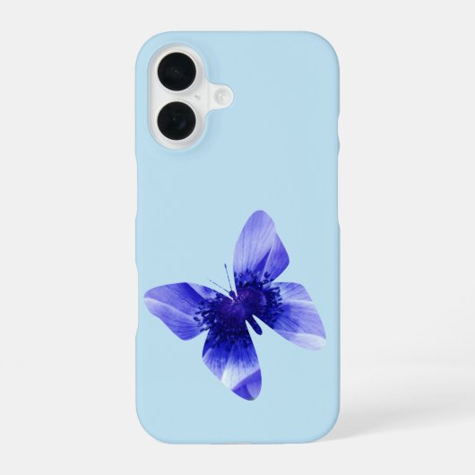 Coque iPhone 16 Papillon Poppy Bleu, (Verso)