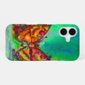 COQUE iPhone 16 PAPILLON ROUGE DANS LE VERT (Verso Horizontal)