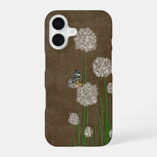 Coque iPhone 16 Papillon Tree Nymph sur une fleur blanche (Verso)