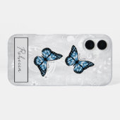 Coque iPhone 16 Papillons Bleus Brillants (Verso Horizontal)