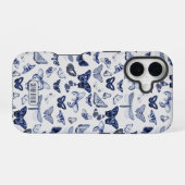 Coque iPhone 16 Papillons Bleus Vintage (Verso Horizontal)
