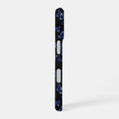 Coque iPhone 16 Papillons de nom de script bleu argenté moderne (Côté droit)