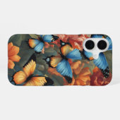 Coque iPhone 16 Papillons et Fleurs (Verso Horizontal)