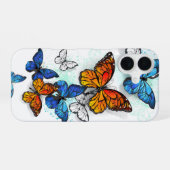 Coque iPhone 16 Papillons volants Morpho et Monarch (Verso Horizontal)