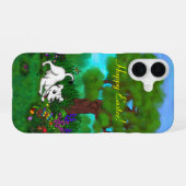 Coque iPhone 16 Pâques - Chiot Capo et Papillon (Verso Horizontal)