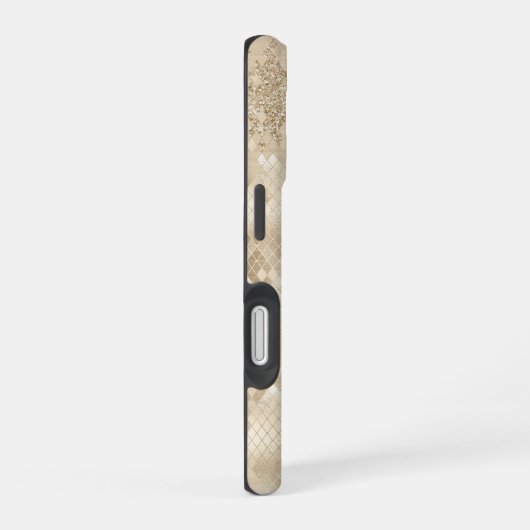 Coque iPhone 16 Parties scintillant or Fancy Motif géométrique (Côté droit)