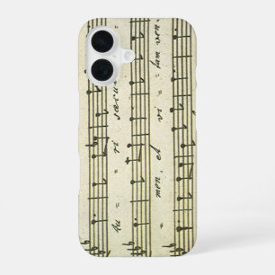 Coque iPhone 16 Partition musicale vintage, partition musicale ant