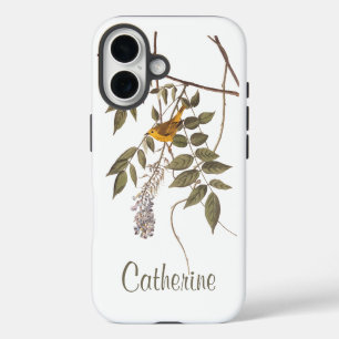 Coque iPhone 16 Paruline jaune aux yeux bleus d'Audubon sur la gly