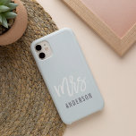 Coque iPhone 16 Pastel Blue-Grey Nouvelle Madame Nom Mariée<br><div class="desc">Après le mariage, montrez votre nouveau nom de famille avec ce coque élégant et élégant — parfait pour la lune de miel! Caractéristiques personnalisées de la conception de la mariée "Mme. [lastname]" en typographie moderne blanche et grise sur un arrière - plan pastel bleu gris. Utilisez le champ fourni pour...</div>