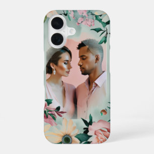 Coque iPhone 16 Pastel Flower Elégance : Sage Green Floral Mariage