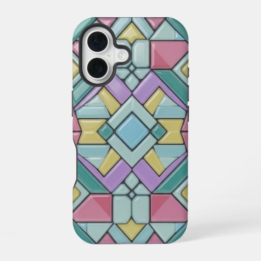 Coque iPhone 16 pastel mosaïque (Verso)
