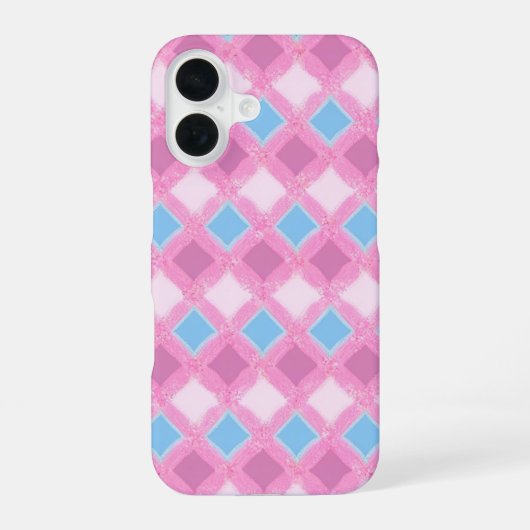 Coque iPhone 16 Pastel Pink Diamond Pattern Phone Case (Verso)