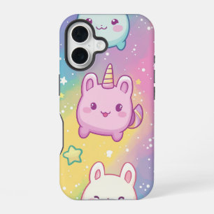 Coque iPhone 16 Pastel Unicorn Bunny Anime Téléphone Case