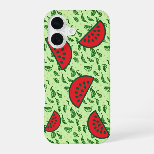 Coque iPhone 16 Pastèque et feuille juteuse (Verso)