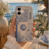 Coque iPhone 16 Patchwork personnalisé de coquillages côtiers