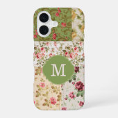 Coque iPhone 16 Patchwork Rose Monogramme Personnalisé (Verso)
