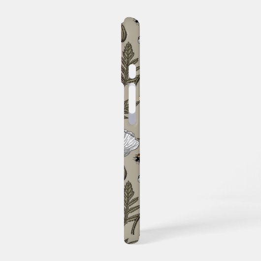 Coque iPhone 16 Pavot blanc et coccinelle (Côté gauche)