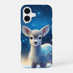 Coque iPhone 16 Paysage enneigé étoilé de bébé renne