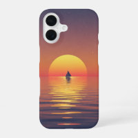 Paysage marin minimaliste vintage chaud au coucher