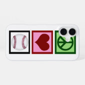Coque iPhone 16 Peace Love Baseball (Verso Horizontal)