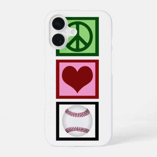 Coque iPhone 16 Peace Love Baseball (Verso)