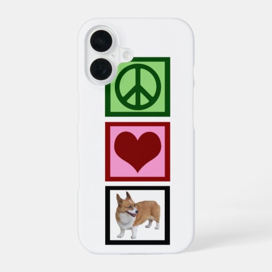 Coque iPhone 16 Peace Love Corgis (Verso)