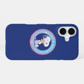 Coque iPhone 16 Peanuts | Badge Confort & Sécurité Bleu (Verso Horizontal)