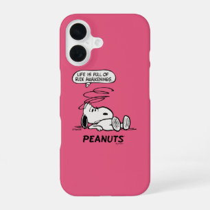Coque iPhone 16 Peanuts La vie est pleine de réveils brutaux