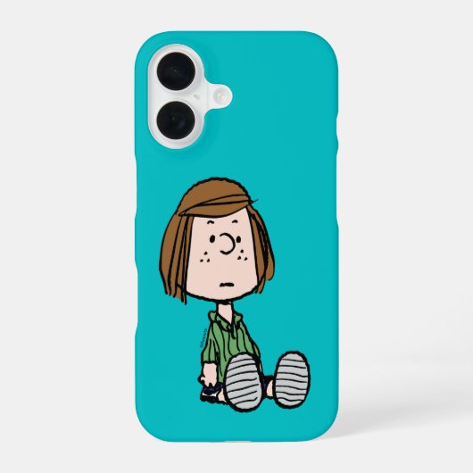 Coque iPhone 16 Peanuts | Peppermint Patty assise (Verso)