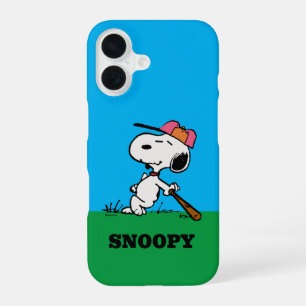 Coque iPhone 16 Peanuts Snoopy à la batte
