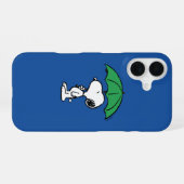 Coque iPhone 16 Peanuts | Snoopy parapluie vert (Verso Horizontal)