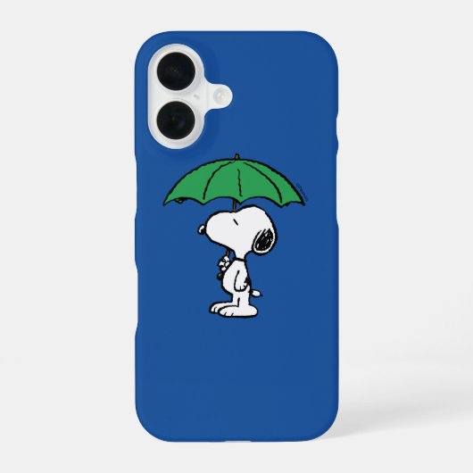 Coque iPhone 16 Peanuts | Snoopy parapluie vert (Verso)