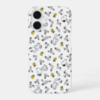 Peanuts | Snoopy & Woodstock motif fleur noir et b