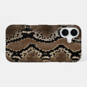 Coque iPhone 16 Peau de faux python rock serpent (Verso Horizontal)