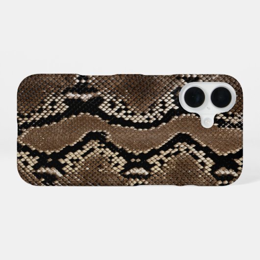 Coque iPhone 16 Peau de faux python rock serpent (Verso Horizontal)
