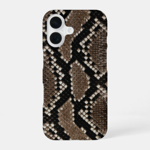 Coque iPhone 16 Peau de serpent Python réticulé faux