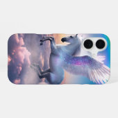 Coque iPhone 16 Pégase avec arc-en-ciel (Verso Horizontal)