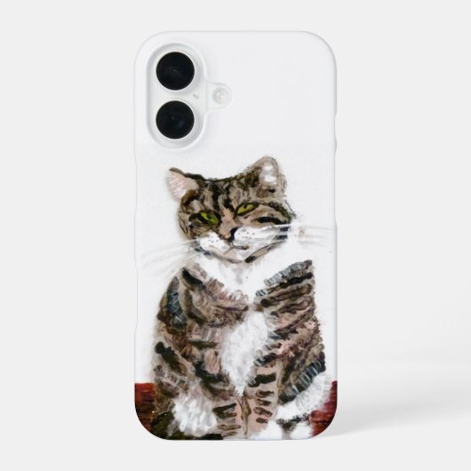 Coque iPhone 16 Peinture de chat Kitty Tabby (Verso)