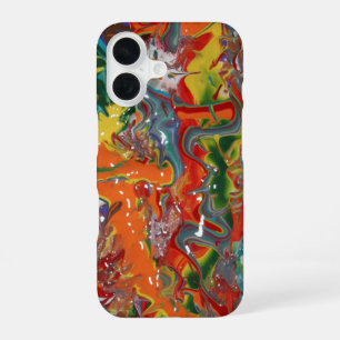 Coque iPhone 16 Peinture de flux couleur arc-en-ciel