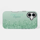 Coque iPhone 16 Peinture Pailletée Dégoulinante Vert Menthe Esthét (Verso Horizontal)